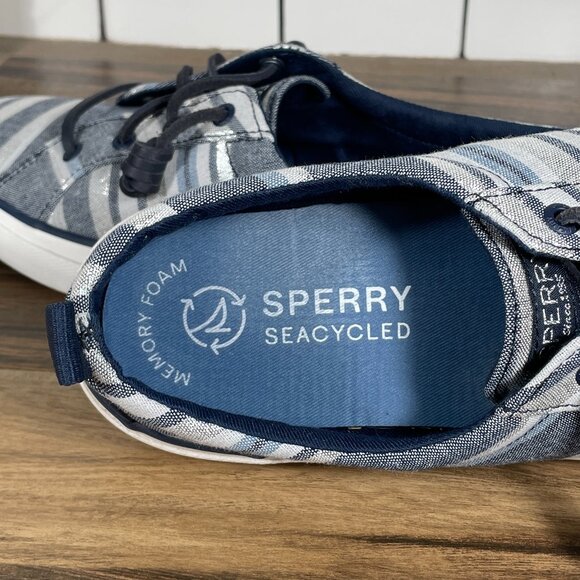 Sperry Pier Wave LTT Sneaker Womens Size 8.5 Shoes Navy Multicolor SeaCycled - Picture 11 of 13